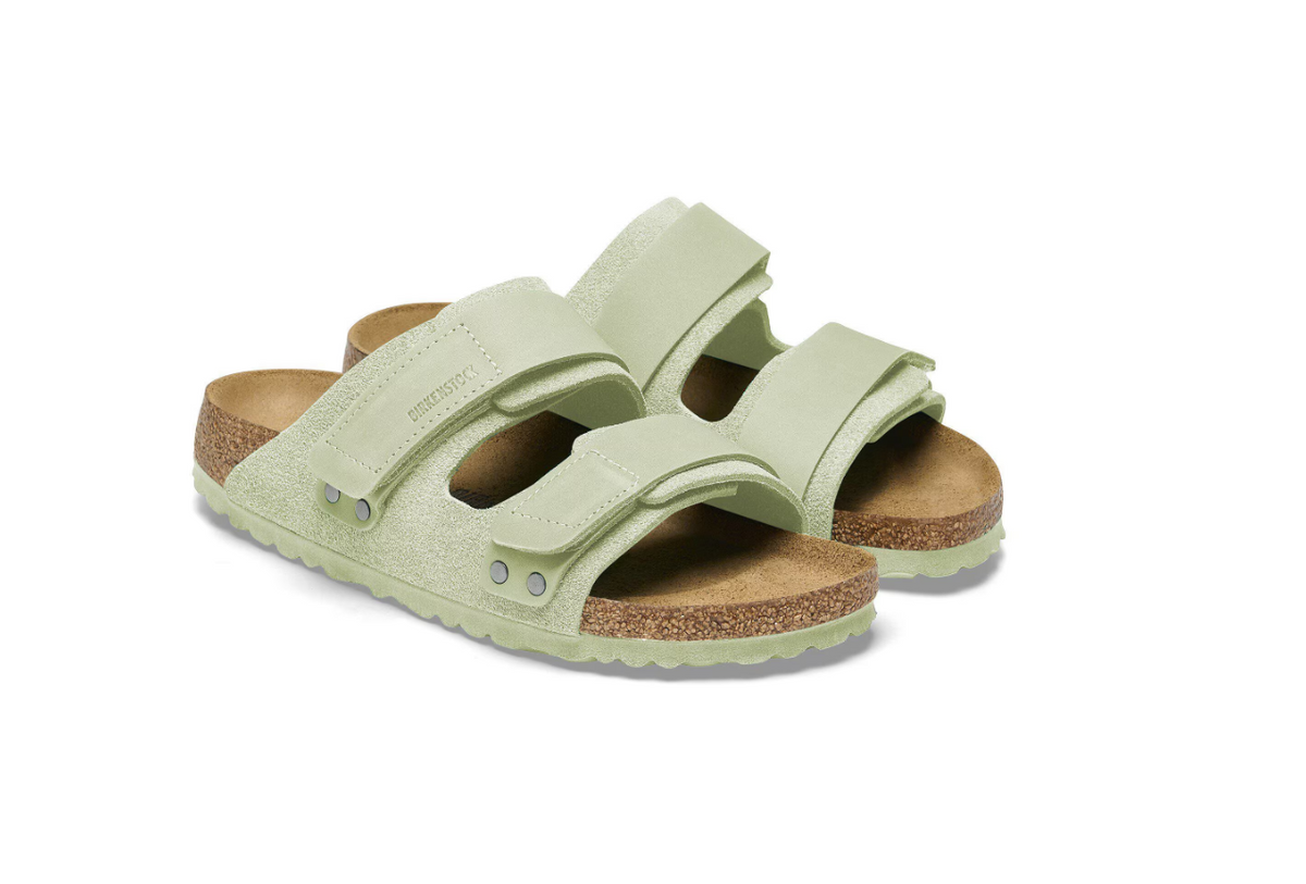 Birkenstock Uji Nubuck  Leather/Suede Sandals - Lime, Regular