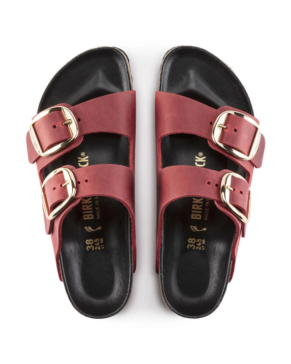 Birkenstock Arizona Big Buckle Oiled Leather Sandals - Fire Red - Narrow