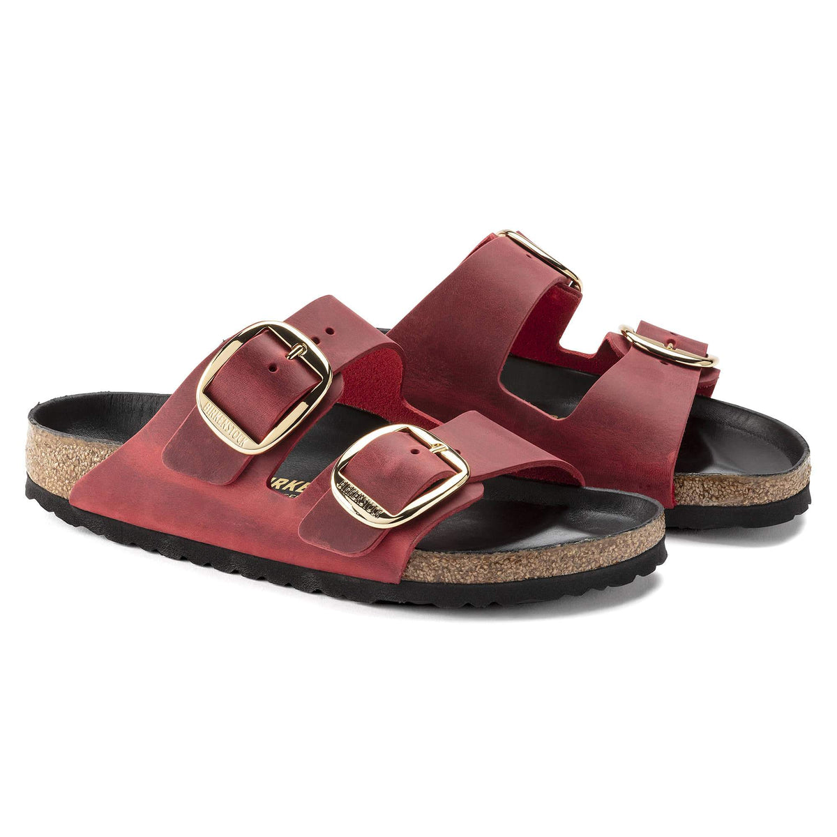 Birkenstock Arizona Big Buckle Oiled Leather Sandals - Fire Red - Narrow