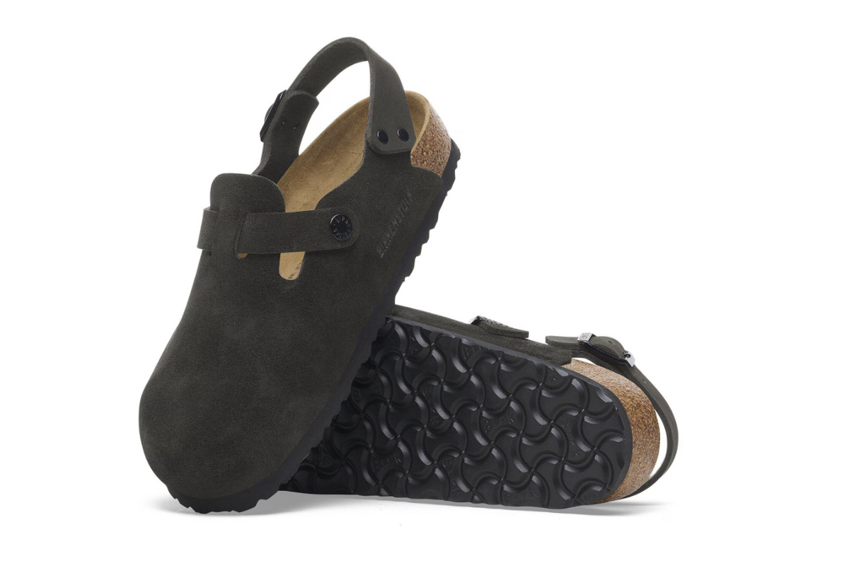 Birkenstock Tokio Suede Leather Clog Black  Regular