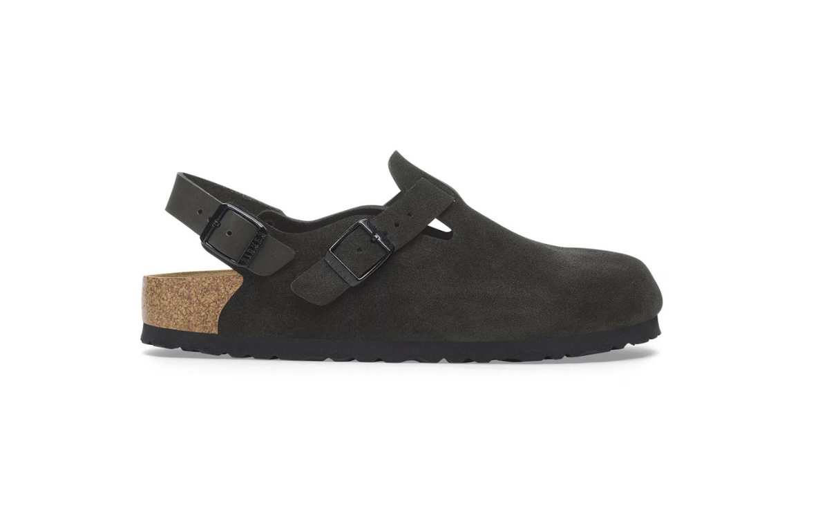 Birkenstock Tokio Suede Leather Clog Black  Regular