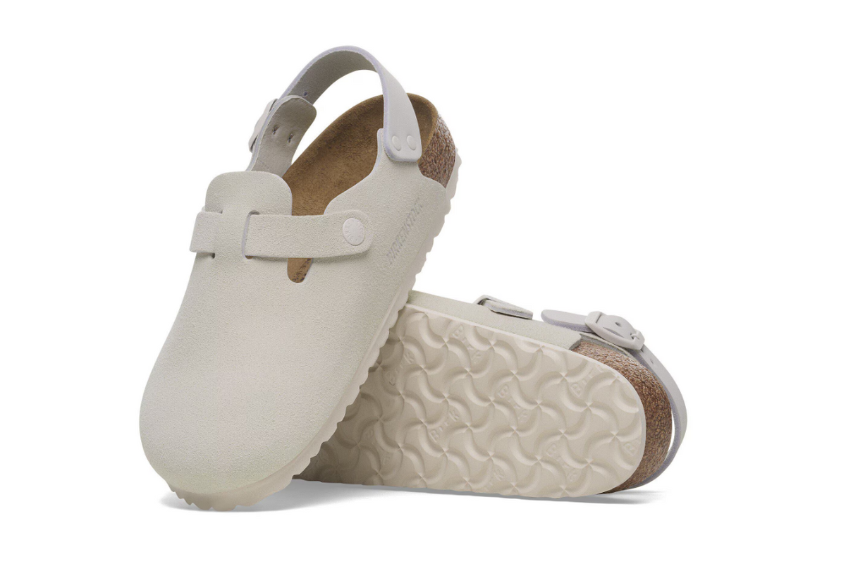 Birkenstock Tokio Suede Leather Clog Antique White  Regular