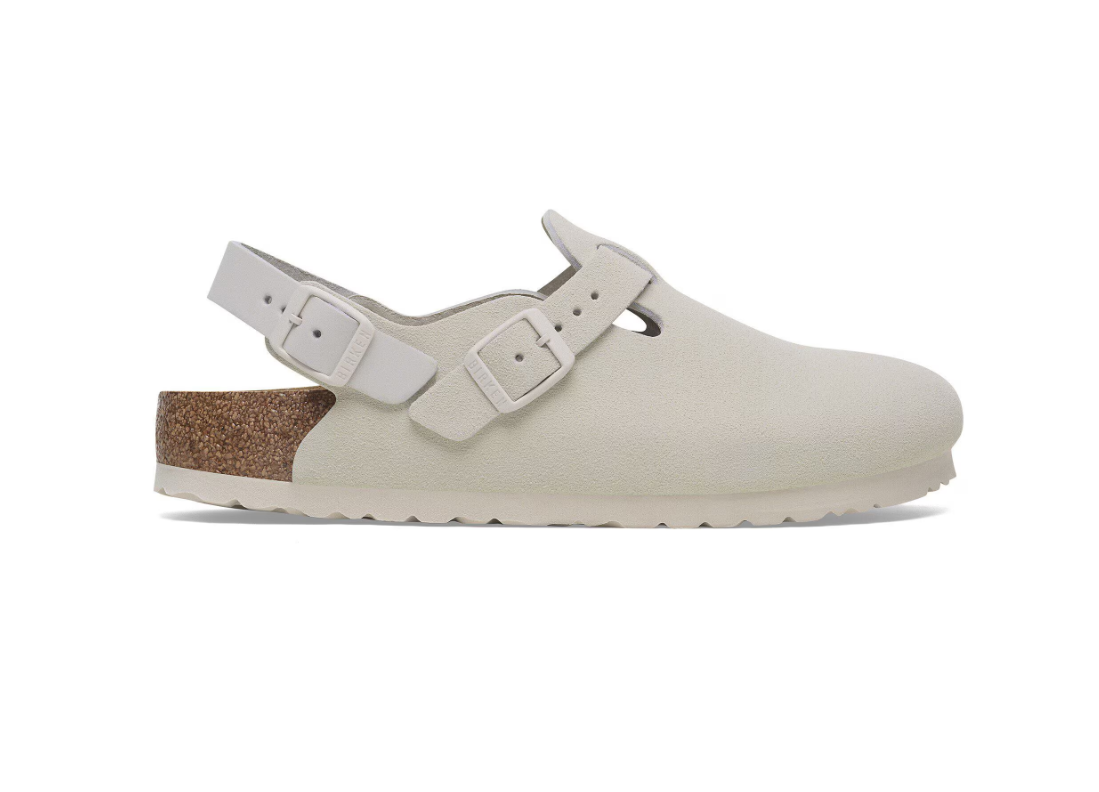 Birkenstock Tokio Suede Leather Clog Antique White  Regular