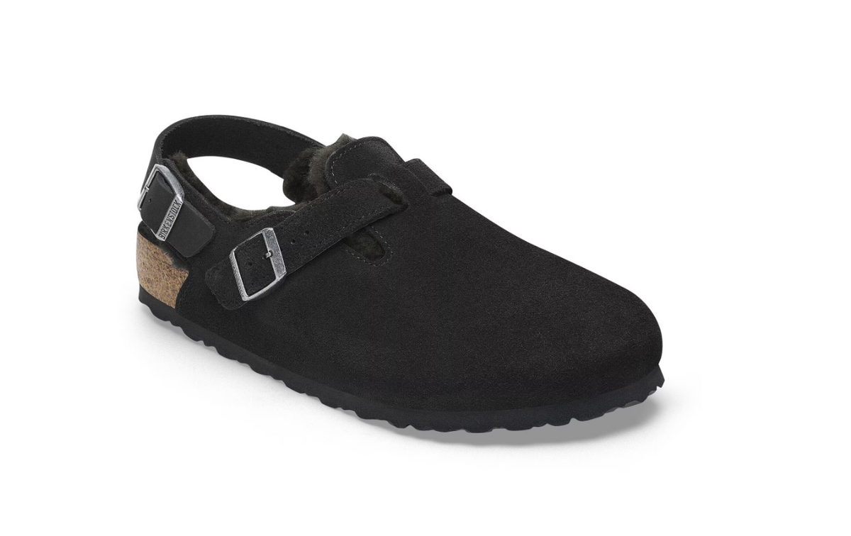 Birkenstock Tokio Shearling Suede Leather Black  Regular