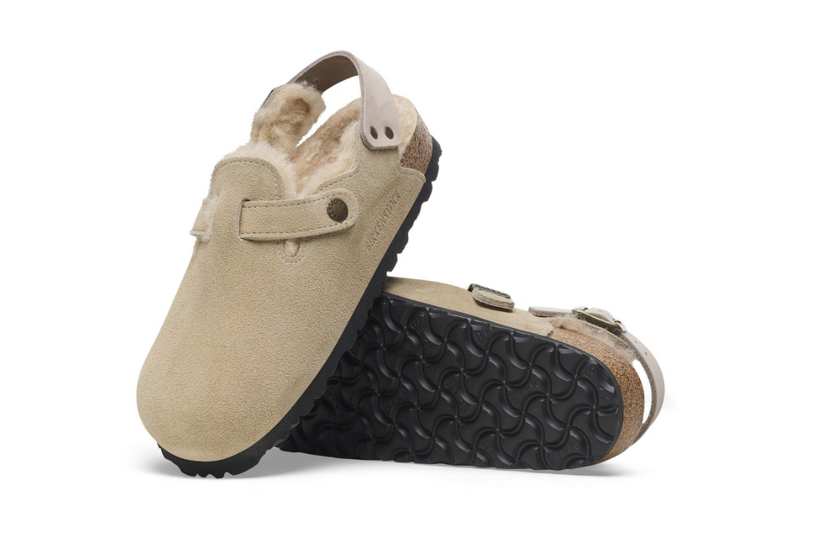Birkenstock Tokio Shearling Suede Leather Taupe Regular