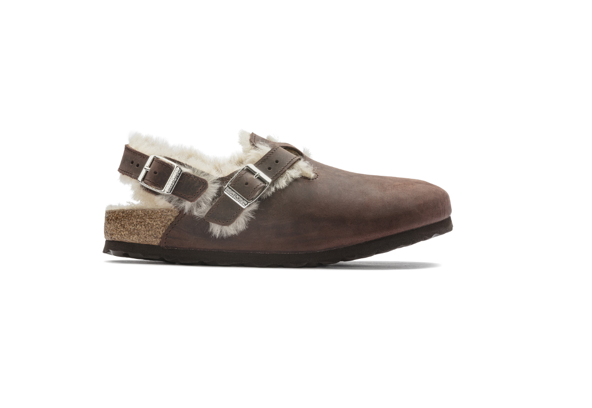 Birkenstock Tokio Shearling Oiled Leather - Brown, Narrow