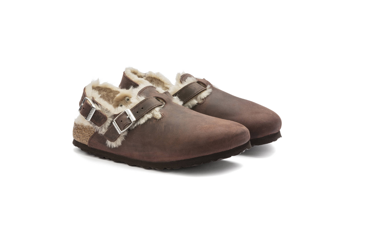 Birkenstock Tokio Shearling Oiled Leather Brown Regular