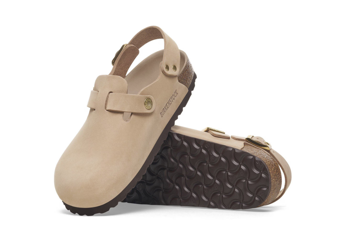 Birkenstock Tokio Nubuck Leather Sandcastle Clog  Narrow