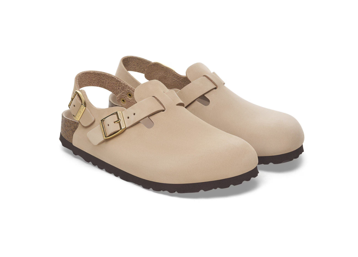 Birkenstock Tokio Nubuck Leather Sandcastle Clog  Narrow