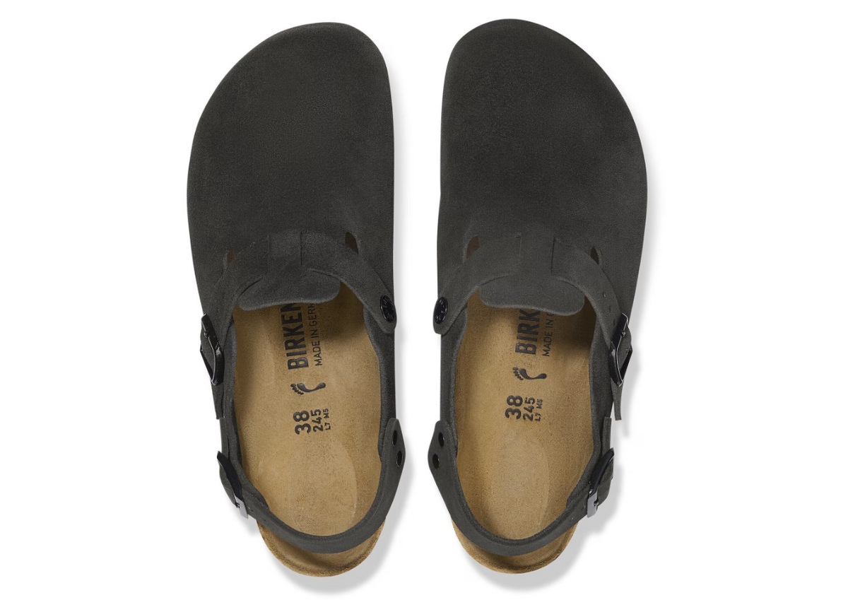 Birkenstock Tokio Suede Leather Black Clog  Narrow