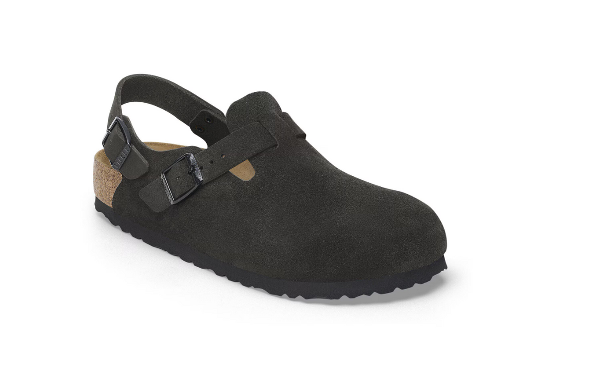 Birkenstock Tokio Suede Leather Black Clog  Narrow