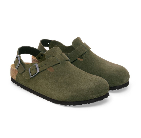 Birkenstock Tokio VL Suede Clog Thyme  Narrow