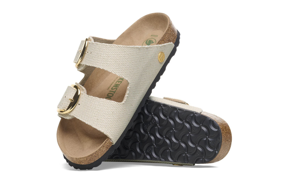 Birkenstock Arizona Vegan Big Buckle Textile Sandals - Canvas Eggshell - Narrow