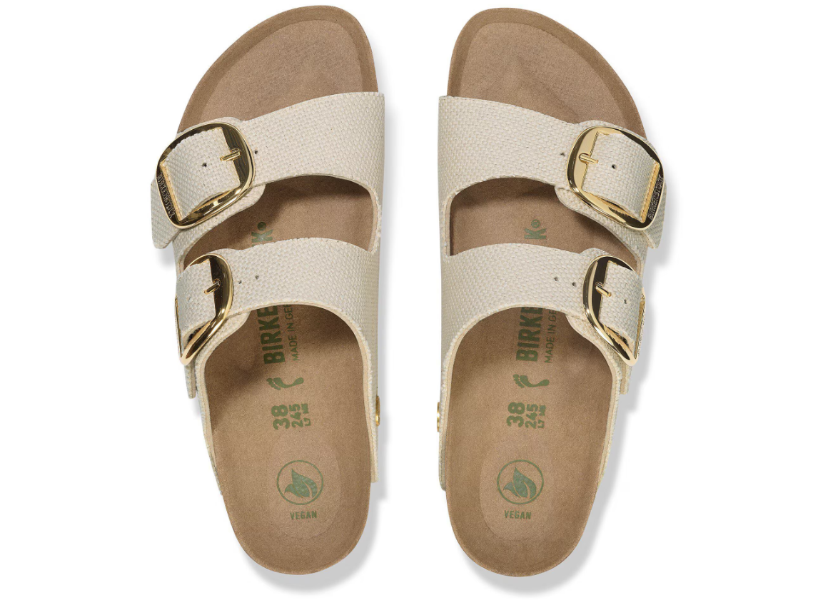 Birkenstock Arizona Vegan Big Buckle Textile Sandals - Canvas Eggshell - Narrow