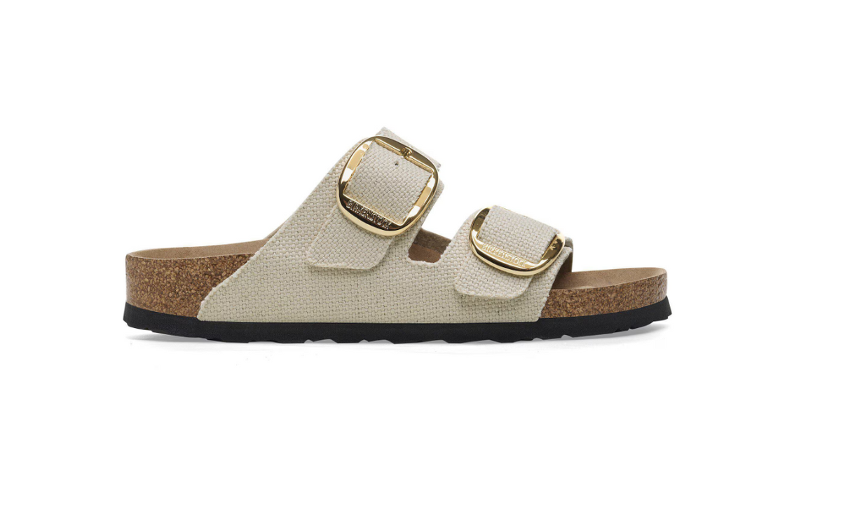 Birkenstock Arizona Vegan Big Buckle Textile Sandals - Canvas Eggshell - Narrow