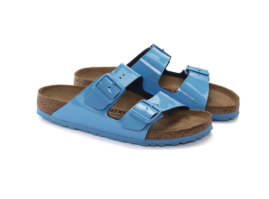 Birkenstock Arizona Patent Birko-Flor Sandals - Sky Blue - Narrow