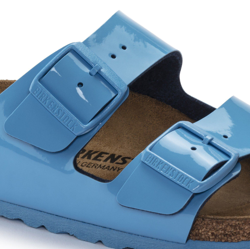 Birkenstock Arizona Patent Birko-Flor Sandals - Sky Blue - Narrow