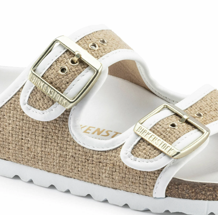 Birkenstock Arizona Textile Natural Jute Sandals - White - Narrow