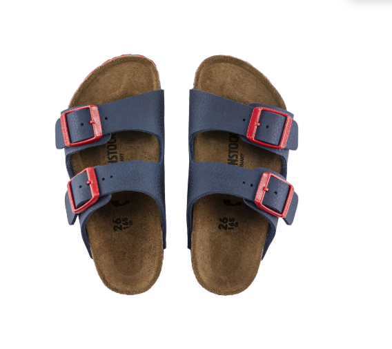 Birkenstock Arizona Kids Birko-Flor Sandals - Blue Red - Narrow