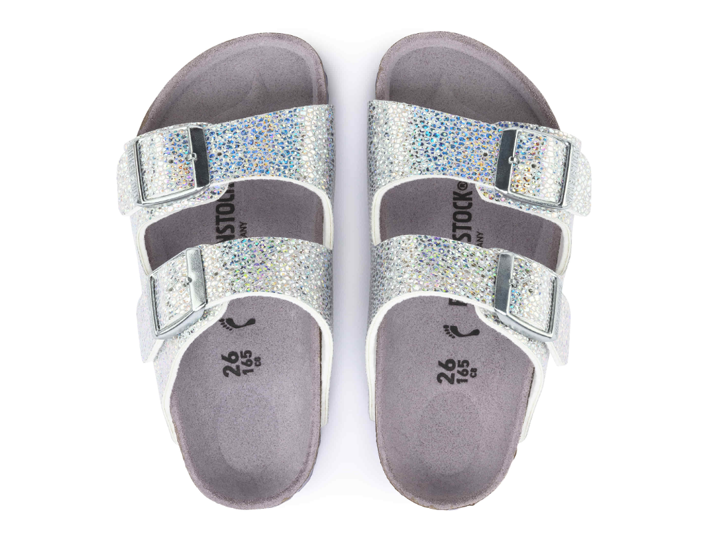 Birkenstock Arizona Kids Microfiber Sandals - Disco Ball Silver/Lavender - Narrow