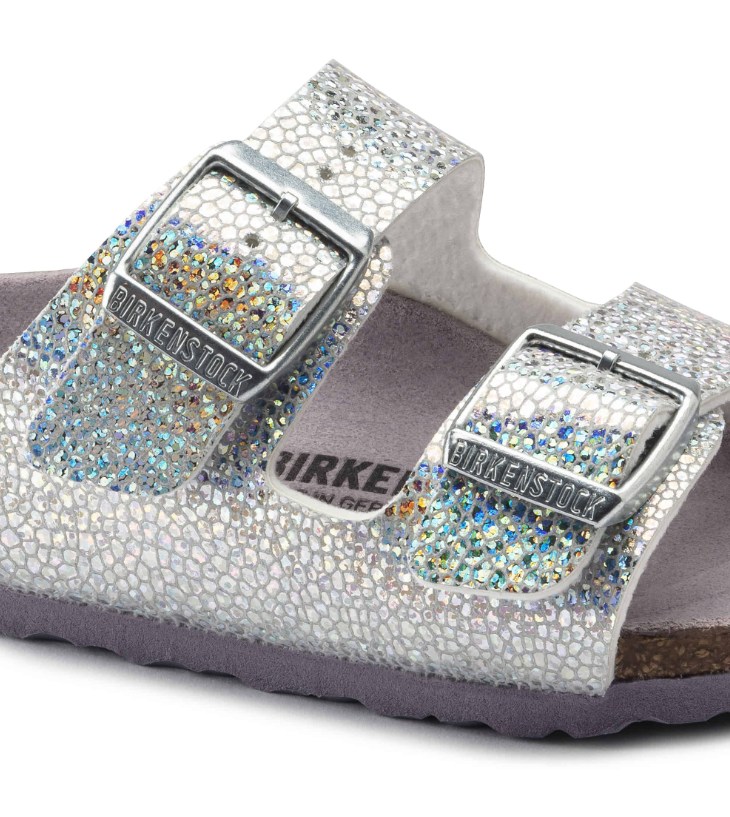 Birkenstock Arizona Kids Microfiber Sandals - Disco Ball Silver/Lavender - Narrow