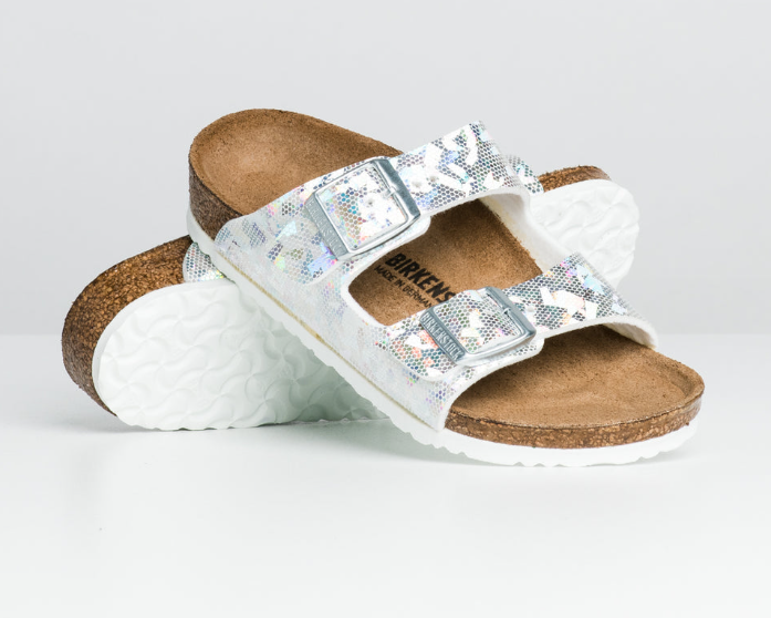 Birkenstock Arizona Kids Microfiber Sandals - Hologram Silver - Regular