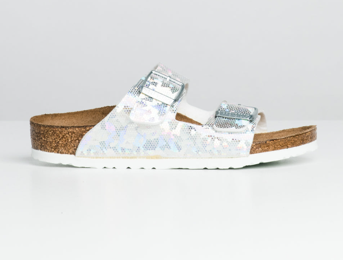 Birkenstock Arizona Kids Microfiber Sandals - Hologram Silver - Regular