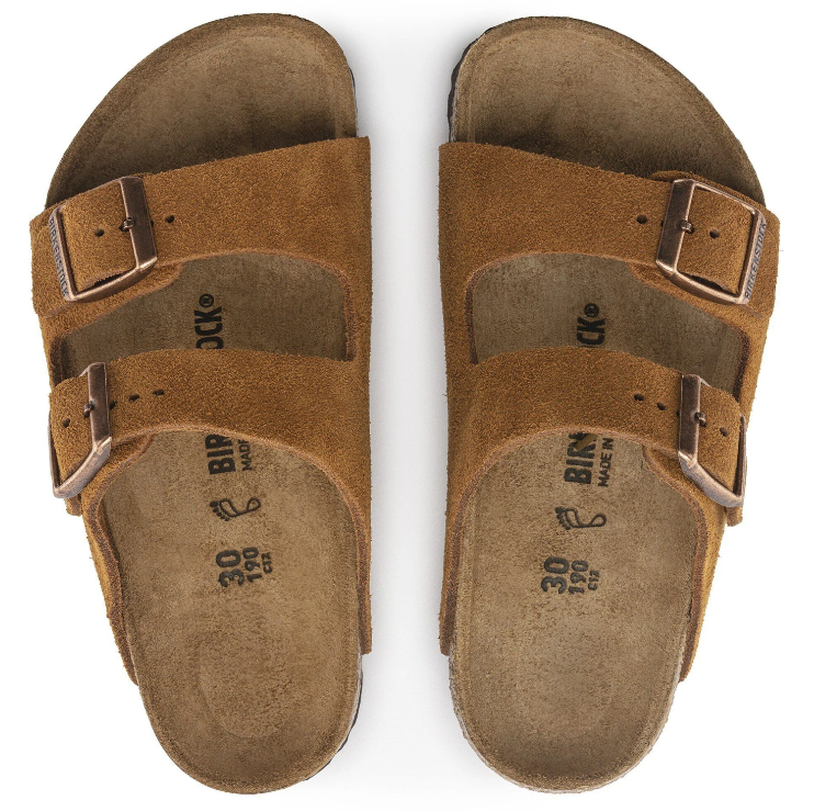 Birkenstock Arizona Kids Suede Leather Sandals - Mink - Narrow