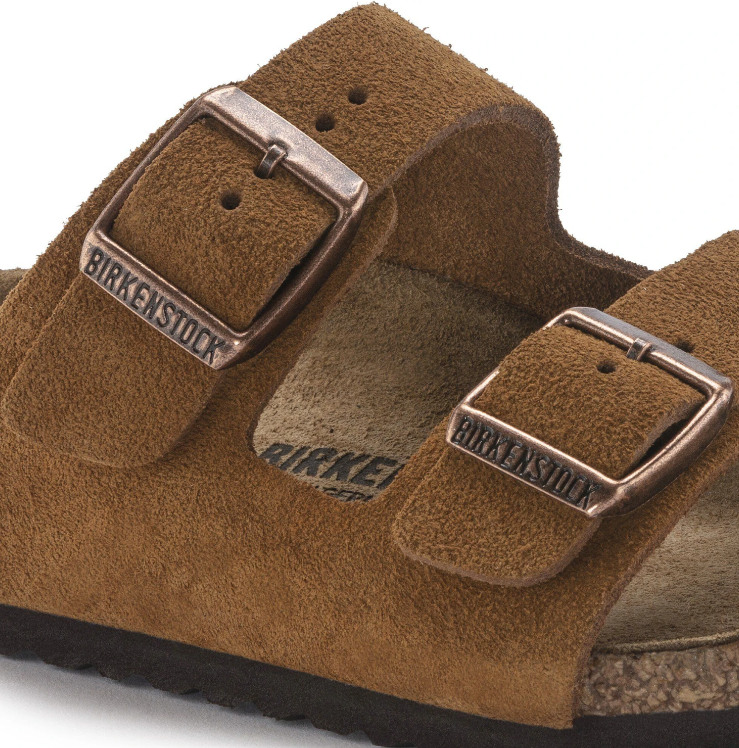 Birkenstock Arizona Kids Suede Leather Sandals - Mink - Narrow