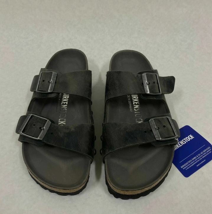 Birkenstock Arizona Light Studs Oiled Leather Sandals - Iron - Narrow