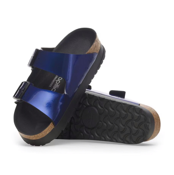 Birkenstock Arizona PAP Flex Platform Birko-Flor Sandals - Metallic Blue - Narrow