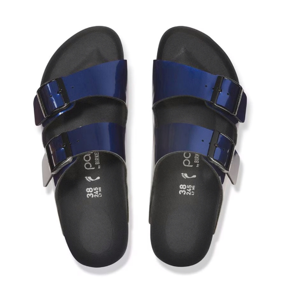 Birkenstock Arizona PAP Flex Platform Birko-Flor Sandals - Metallic Blue - Narrow