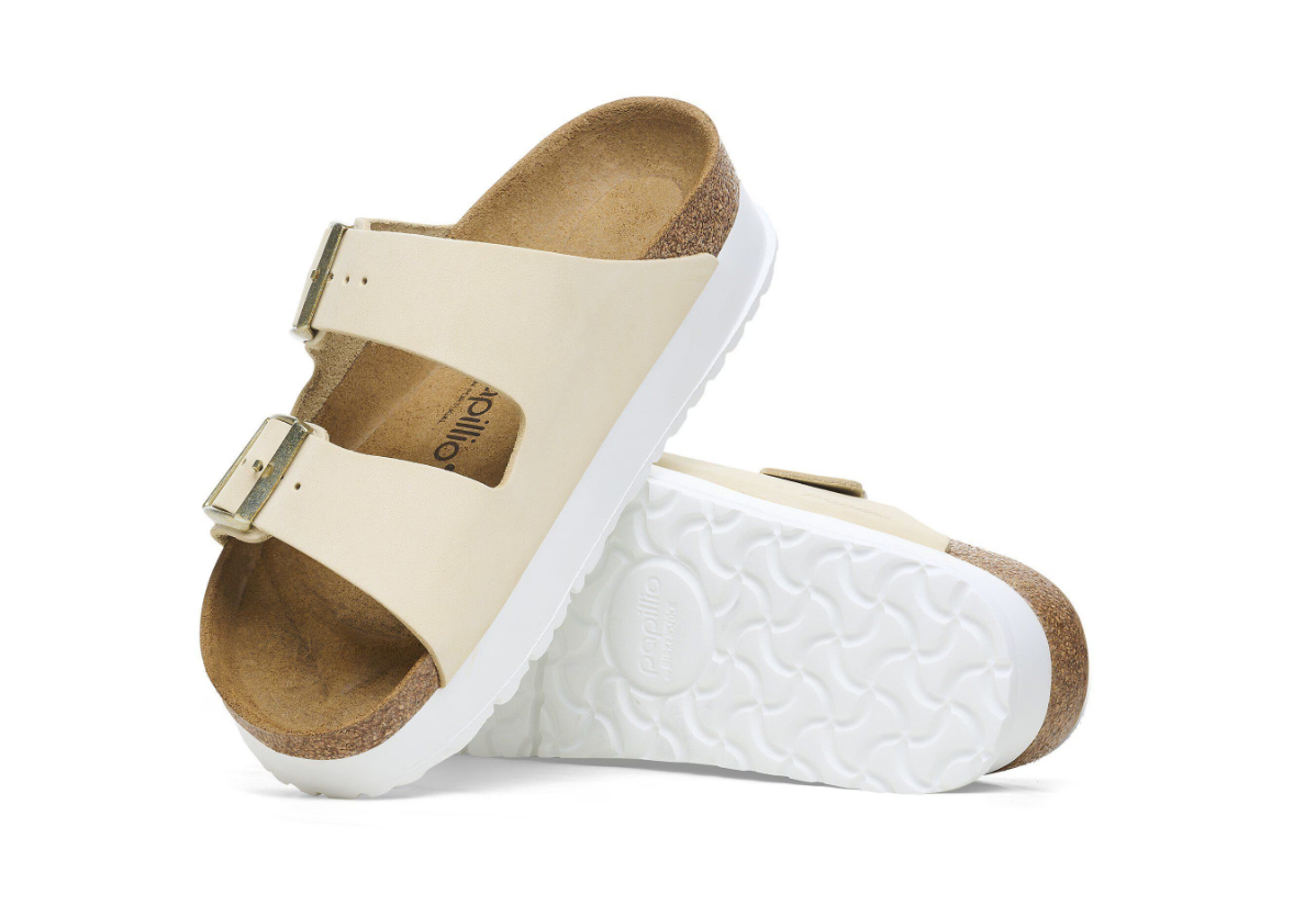 Birkenstock Arizona PAP Flex Platform Nubuck Leather Sandals - Ecru - Narrow