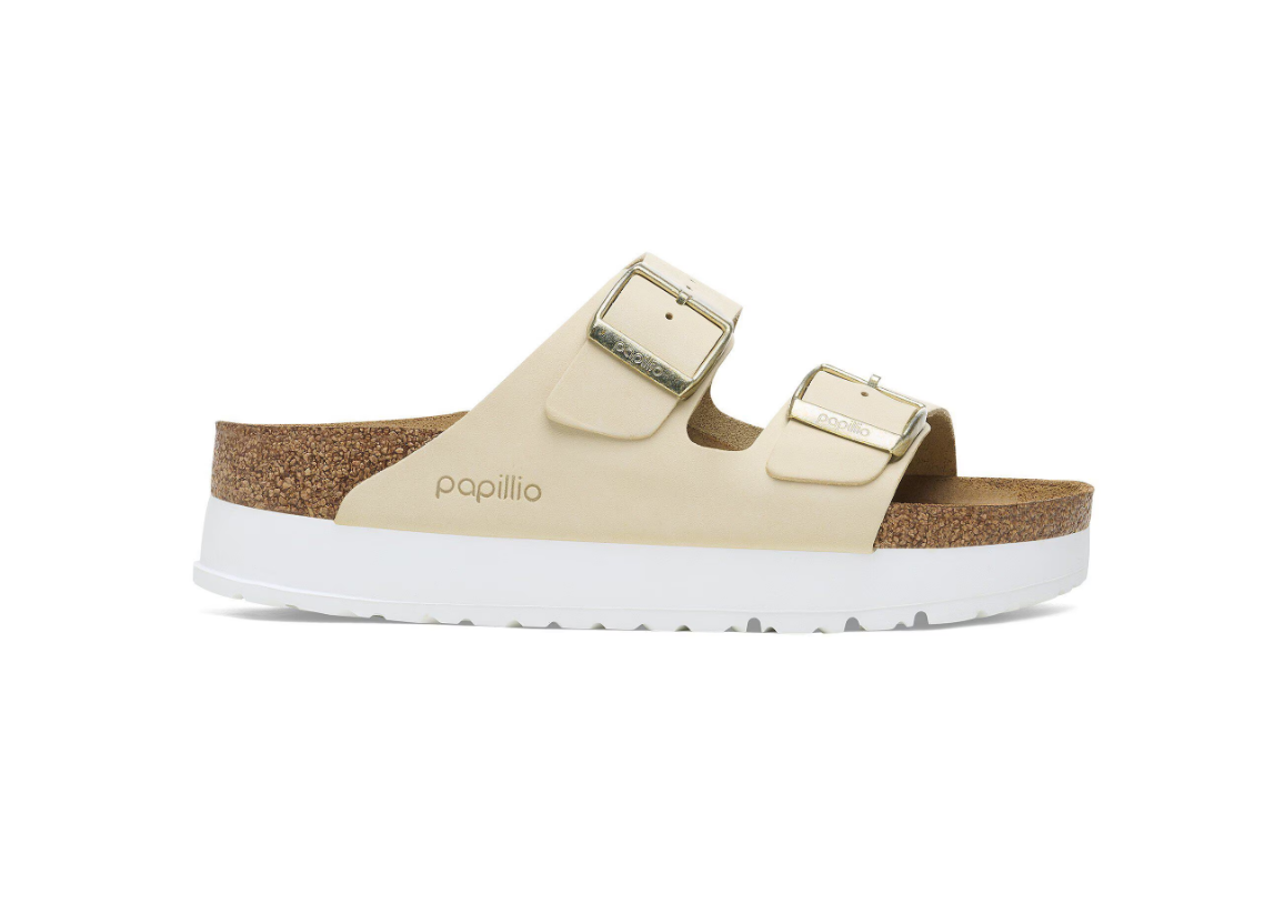 Birkenstock Arizona PAP Flex Platform Nubuck Leather Sandals - Ecru - Narrow