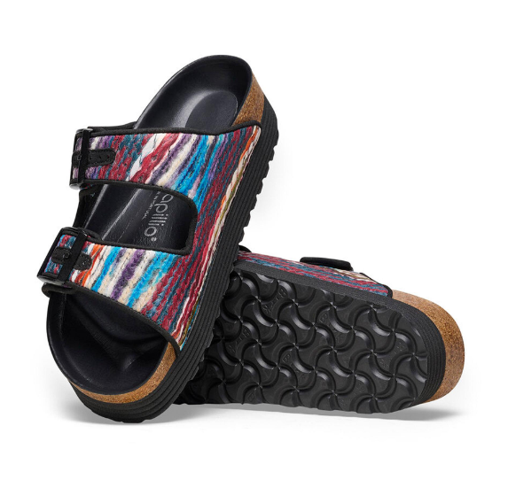 Birkenstock Arizona PAP Flex Platform Textile Sandals - Multi Turquoise - Narrow