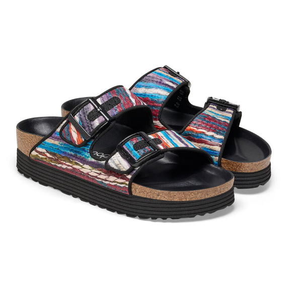 Birkenstock Arizona PAP Flex Platform Textile Sandals - Multi Turquoise - Narrow