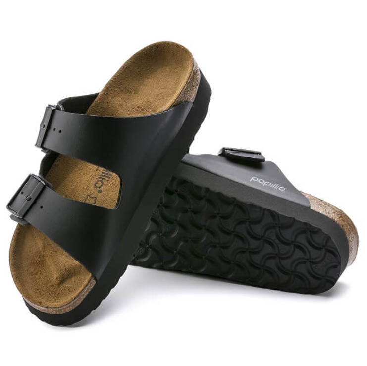 Birkenstock Papillio Arizona Platform Birko-Flor Sandals - Black - Narrow