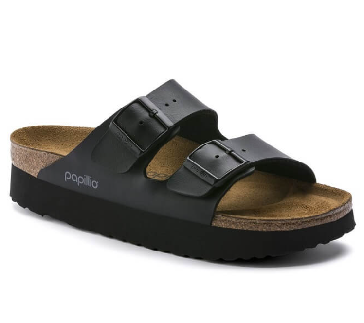 Birkenstock Papillio Arizona Platform Birko-Flor Sandals - Black - Narrow