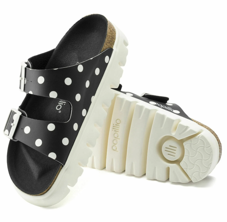 Birkenstock Papillio Arizona Platform Birko-Flor Sandals - Black Polka Dots - Narrow