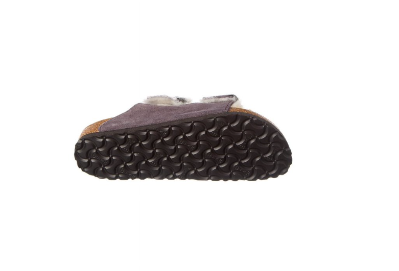 Birkenstock Arizona Shearling Suede Leather Sandals - Gray, Narrow