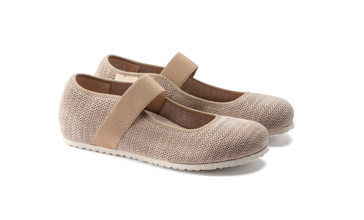Birkenstock Tess Embossed Suede Leather Sand Narrow