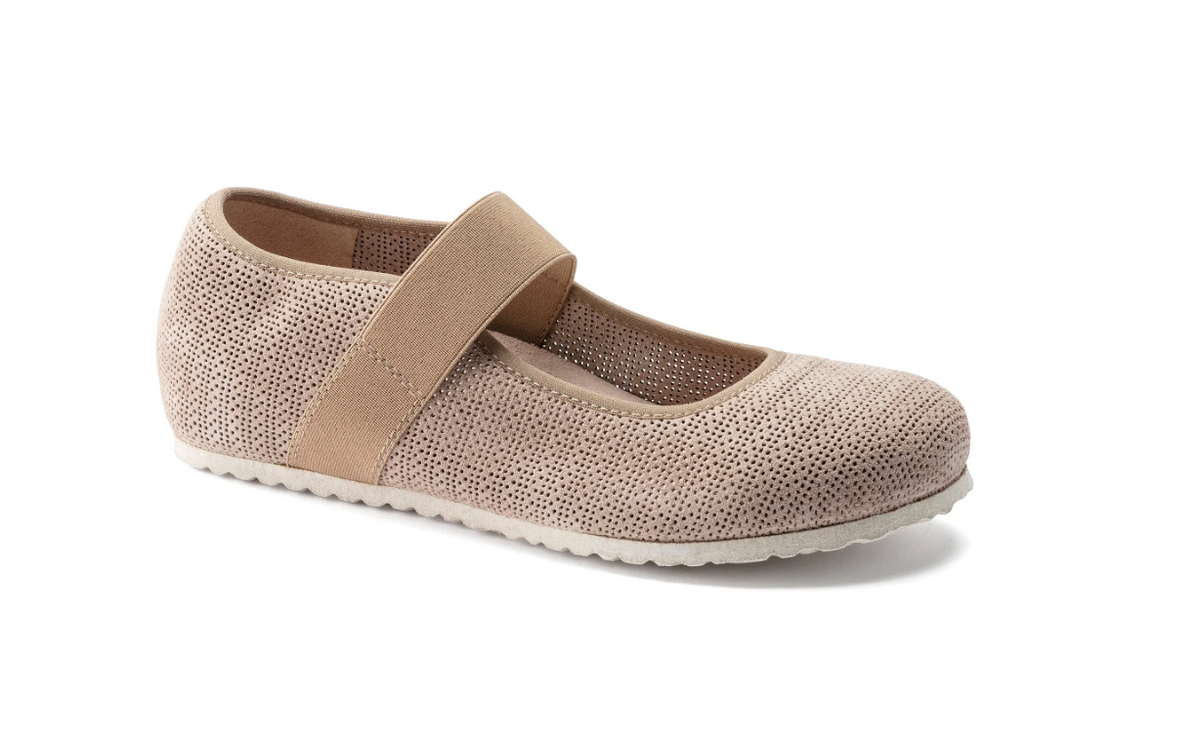 Birkenstock Tess Embossed Suede Leather Sand Narrow