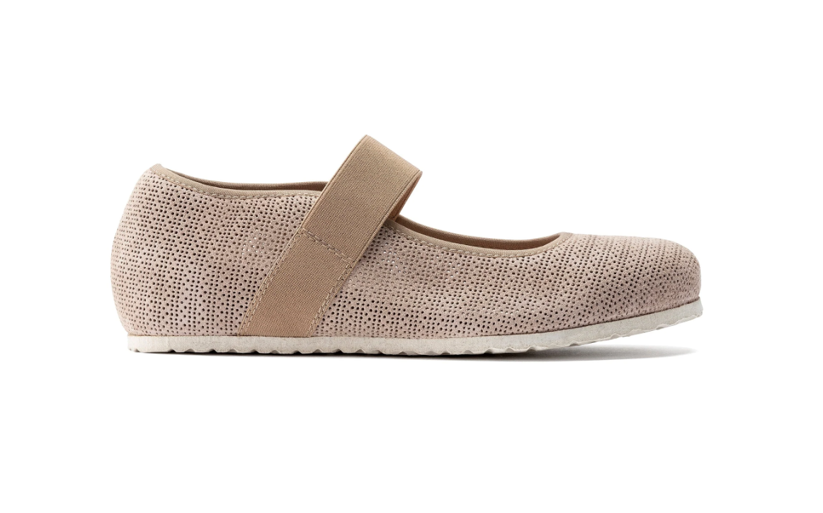 Birkenstock Tess Embossed Suede Leather Sand Narrow