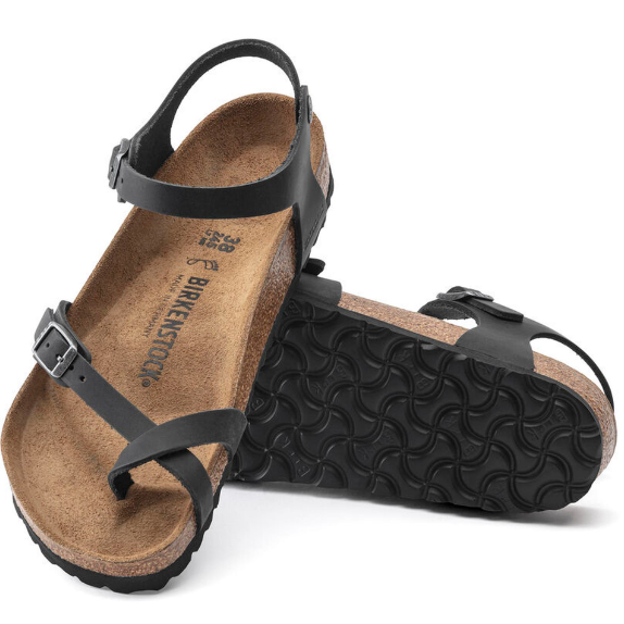 Birkenstock Taormina Oiled Leather Sandals - Black, Regular