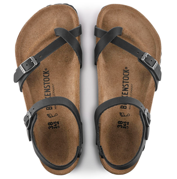 Birkenstock Taormina Oiled Leather Sandals - Black, Regular