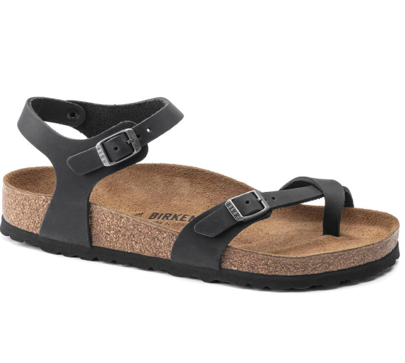 Birkenstock Taormina Oiled Leather Sandals - Black, Regular