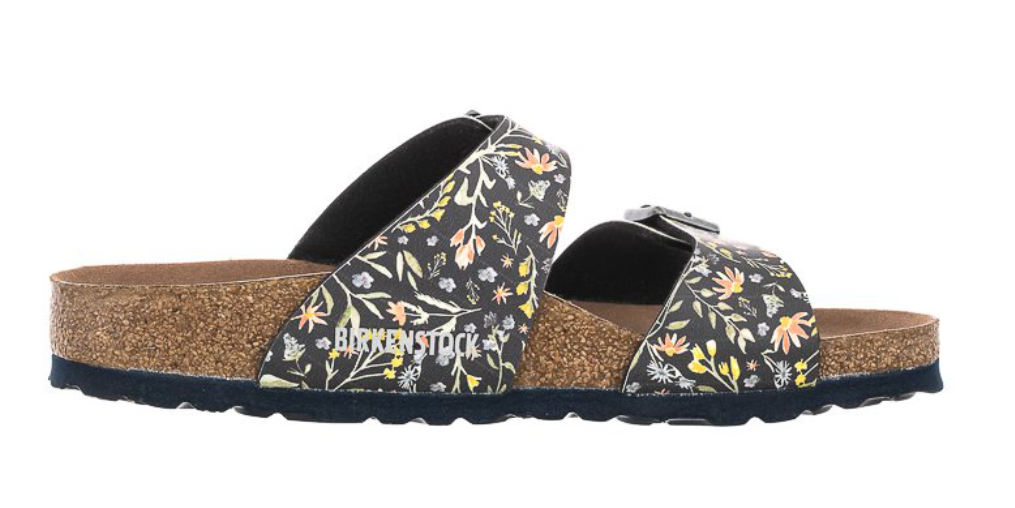 Birkenstock Sydney Vegan Birko-Flor Watercolor Flower Navy Narrow