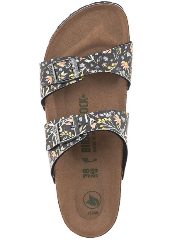 Birkenstock Sydney Vegan Birko-Flor Watercolor Flower Navy Narrow