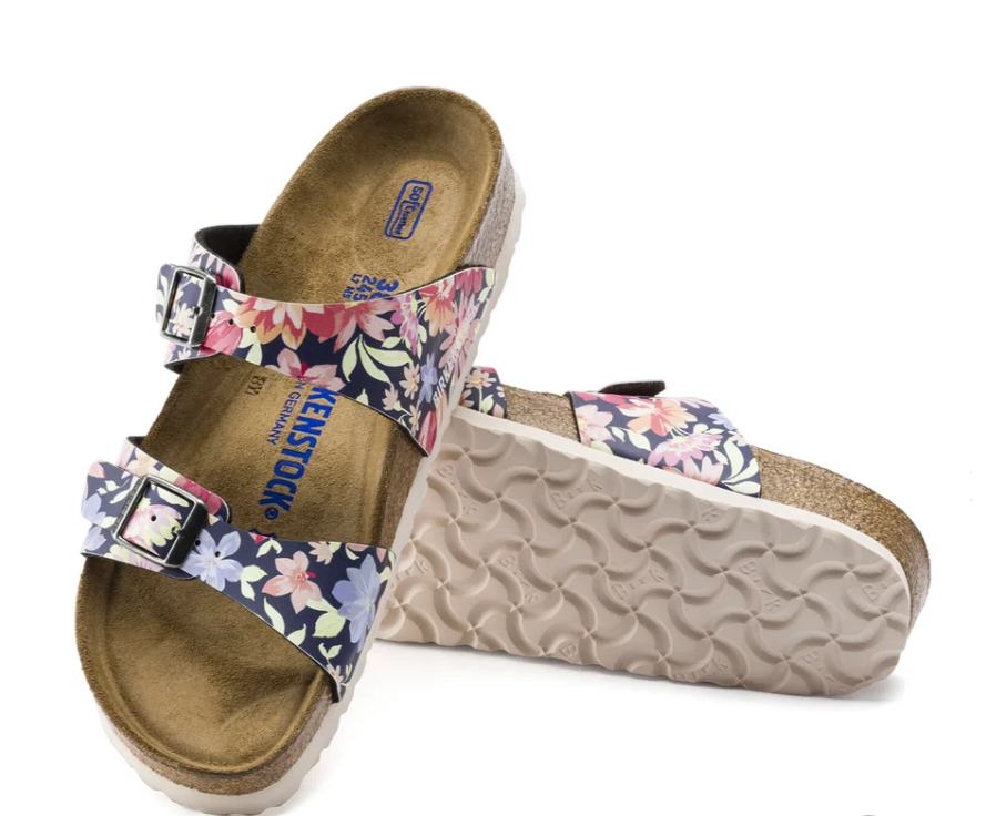 Birkenstock Sydney Soft Footbed Supernatural Flowers Navy Regular