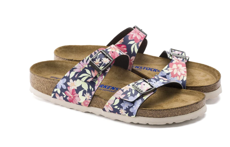 Birkenstock Sydney Soft Footbed Supernatural Flowers Navy Narrow